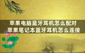 苹果电脑蓝牙耳机怎么配对 苹果笔记本蓝牙耳机怎么连接